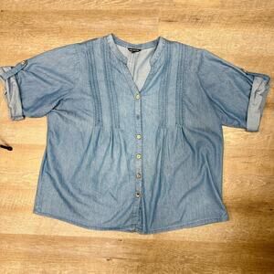 Denim Blue Button-Up Women's Top